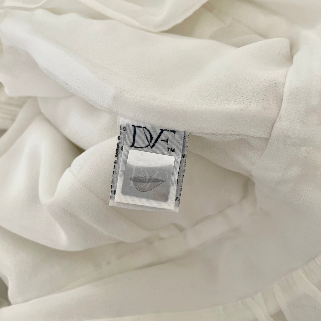 DVF DIANE VON FURSTENBERG Tavita Lace Peplum Top Blouse Solid White Size 4