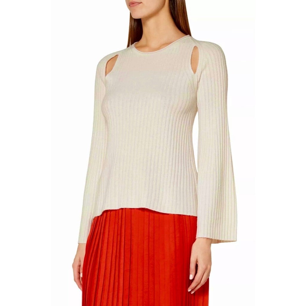 VINCE Cashmere Ribbed Cutout Slit Shoulder Pullover Flare Sleeves Knitwear Small