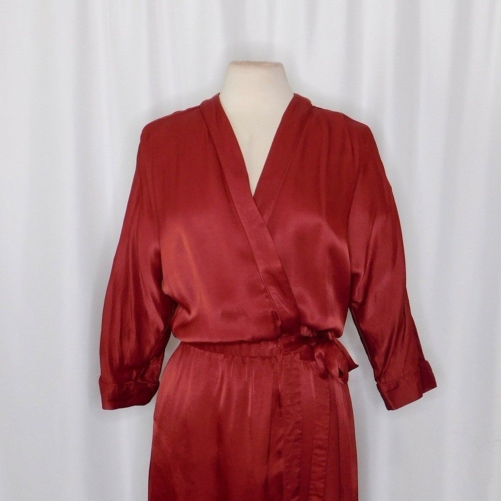 SCOTCH & SODA Maison Scotch Red Satin Wrap Dress Solid Party Cocktails Medium