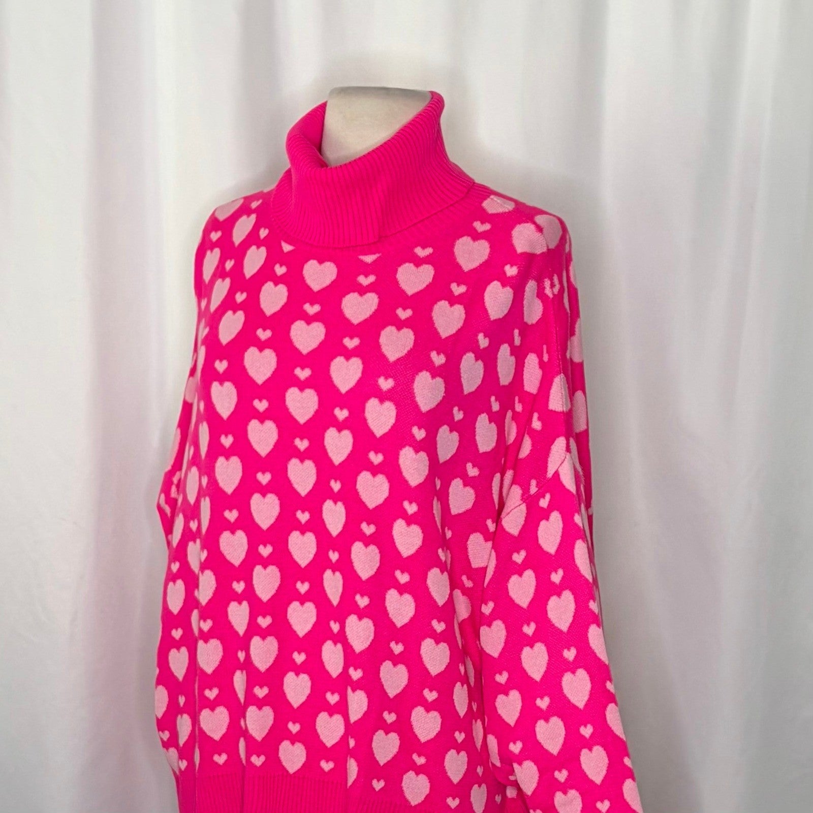 LILLY PULITZER Liggy Sweater Passion Fruit Pink Valentine Heart Jacquard Small