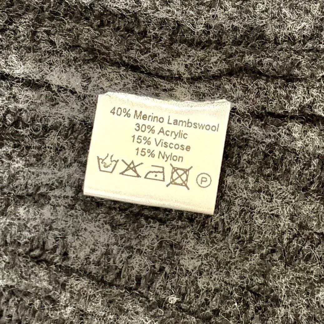 7115 BY SZEKI Dark Grey Turtleneck Sweater Merino Wool Boxy Oversized Small