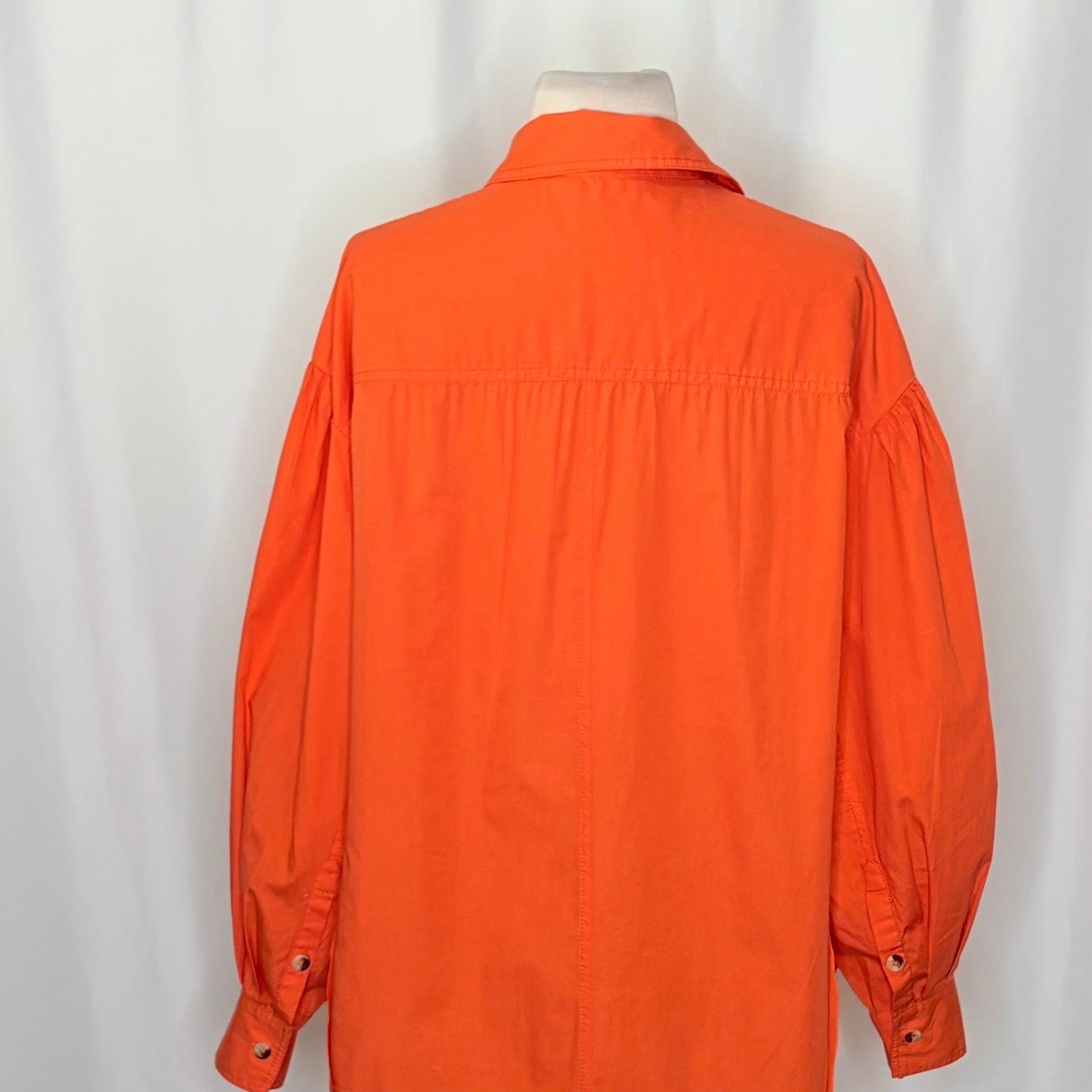 Free People WE THE FREE Happy Hour Poplin Top Buttondown Solid Orange X-Small