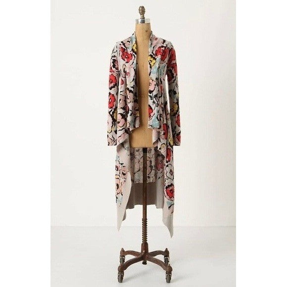 Anthropologie SPARROW Flora Exemplar Long Duster Cardigan Sweater Linen Medium