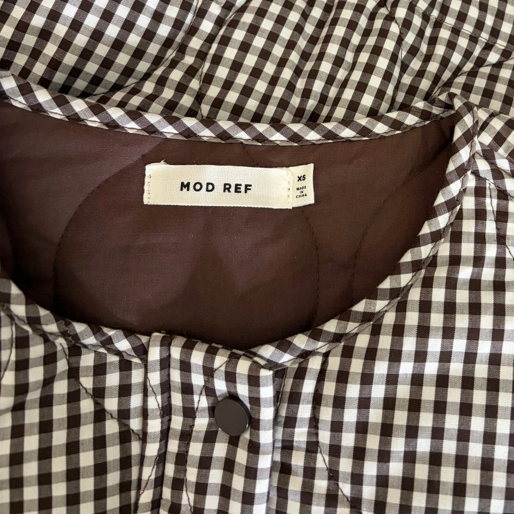NWT!! MOD REF The Rochelle Jacket Brown White Gingham Check Quilted X-Small