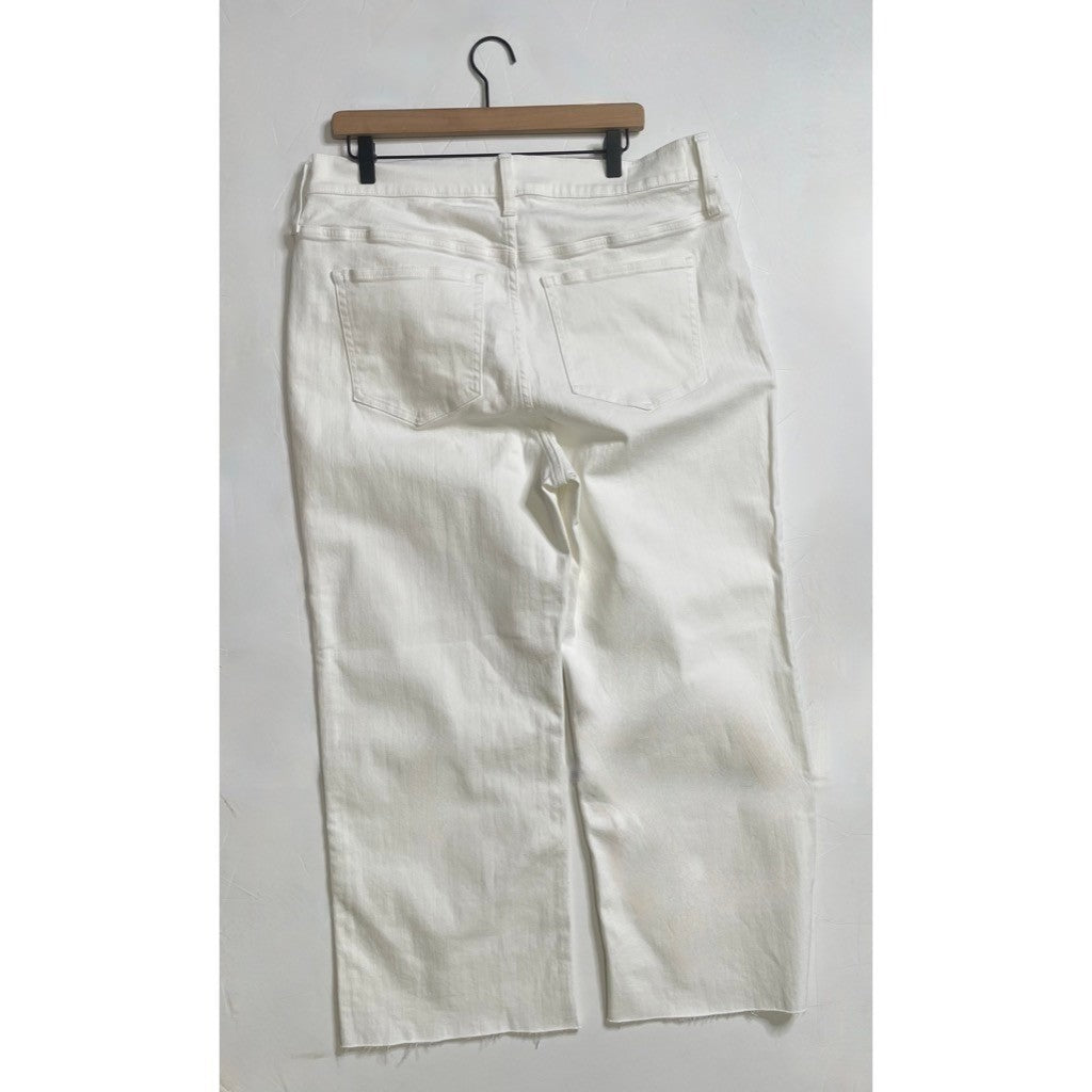 NWT!! J. CREW '96 Slim Wide Jeans Retro Raw Hems Solid White Preppy Frayed 33
