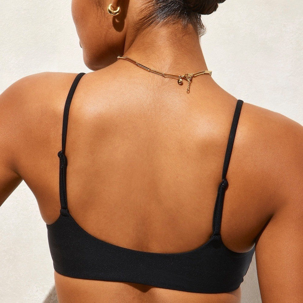 NWT!! J. CREW Lana Bikini Top Classic Sculpt Solid Black V Neckline Swim Small