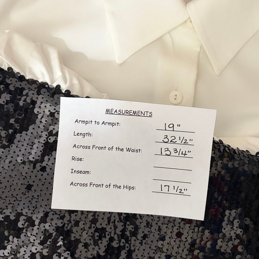 Anthropologie MARE MARE Buttondown Sequin Twofer Dress Black White X-Small