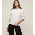 REISS Mandy Pleat-Detail Top Blouse White Solid Pullover Chic Professional Large