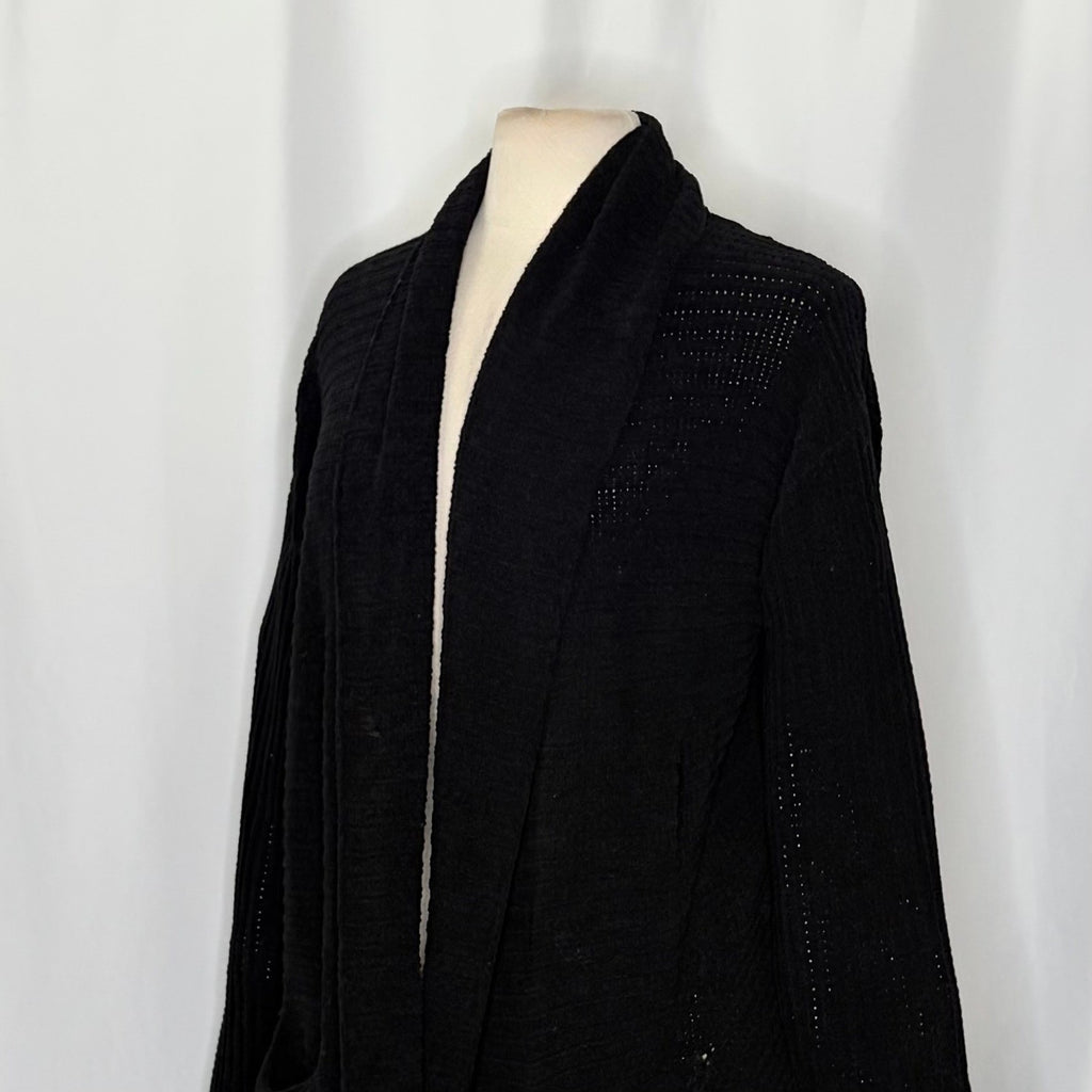Anthropologie JOHN + JENN Liverpool Black Chenille Cardigan Sweater Solid Large