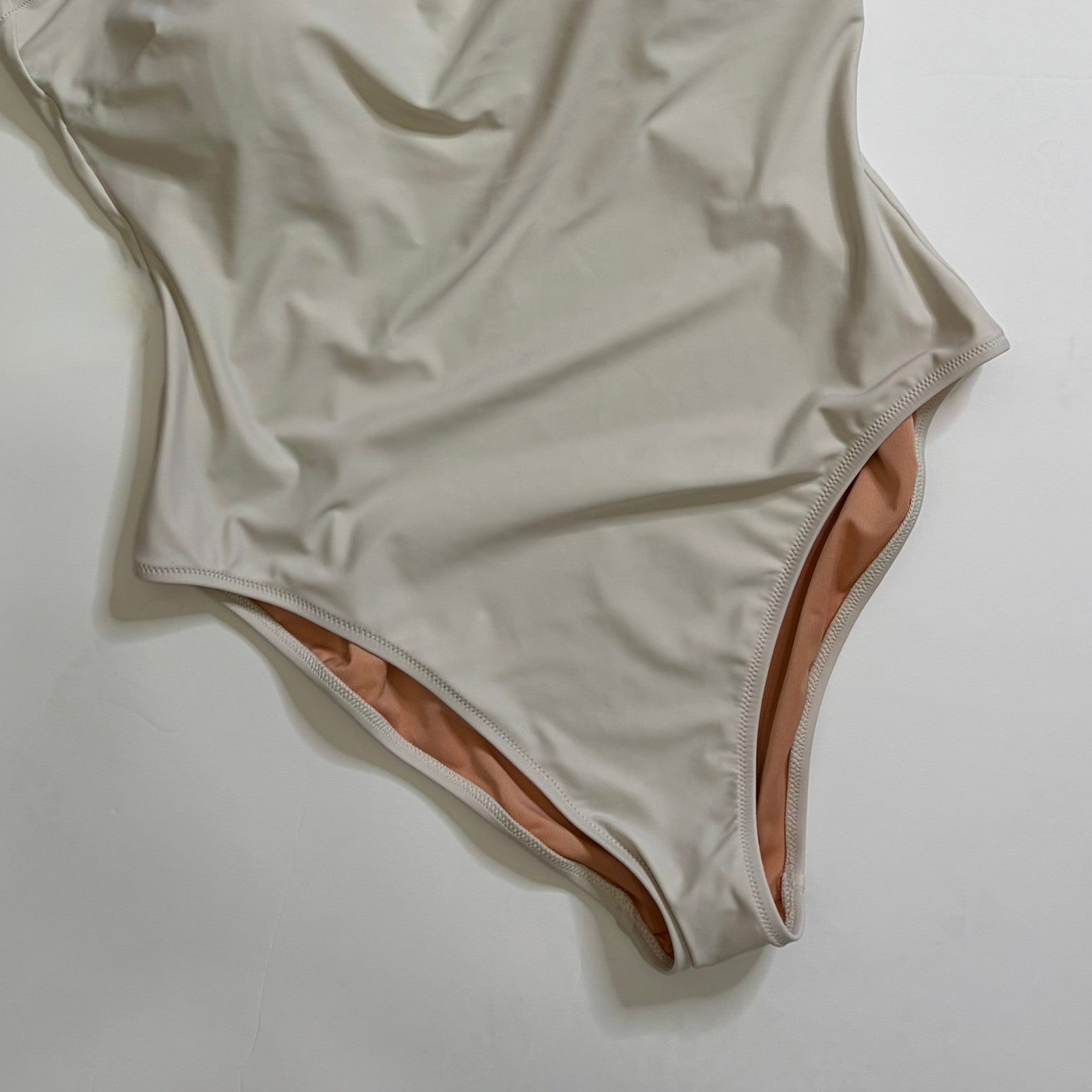 NWT!! J. CREW Squareneck One Piece Swimsuit Solid Natural Vacation Size 14