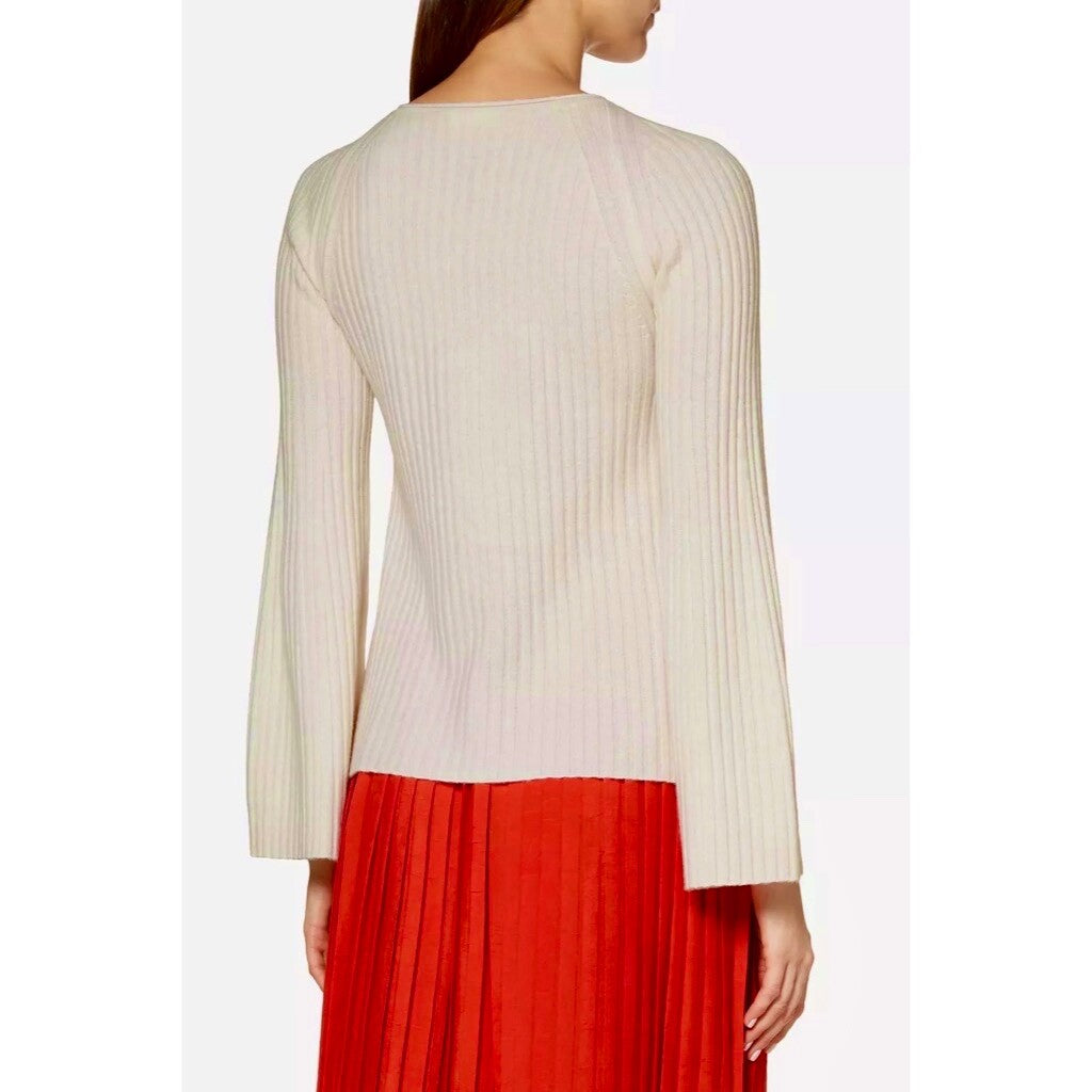 VINCE Cashmere Ribbed Cutout Slit Shoulder Pullover Flare Sleeves Knitwear Small