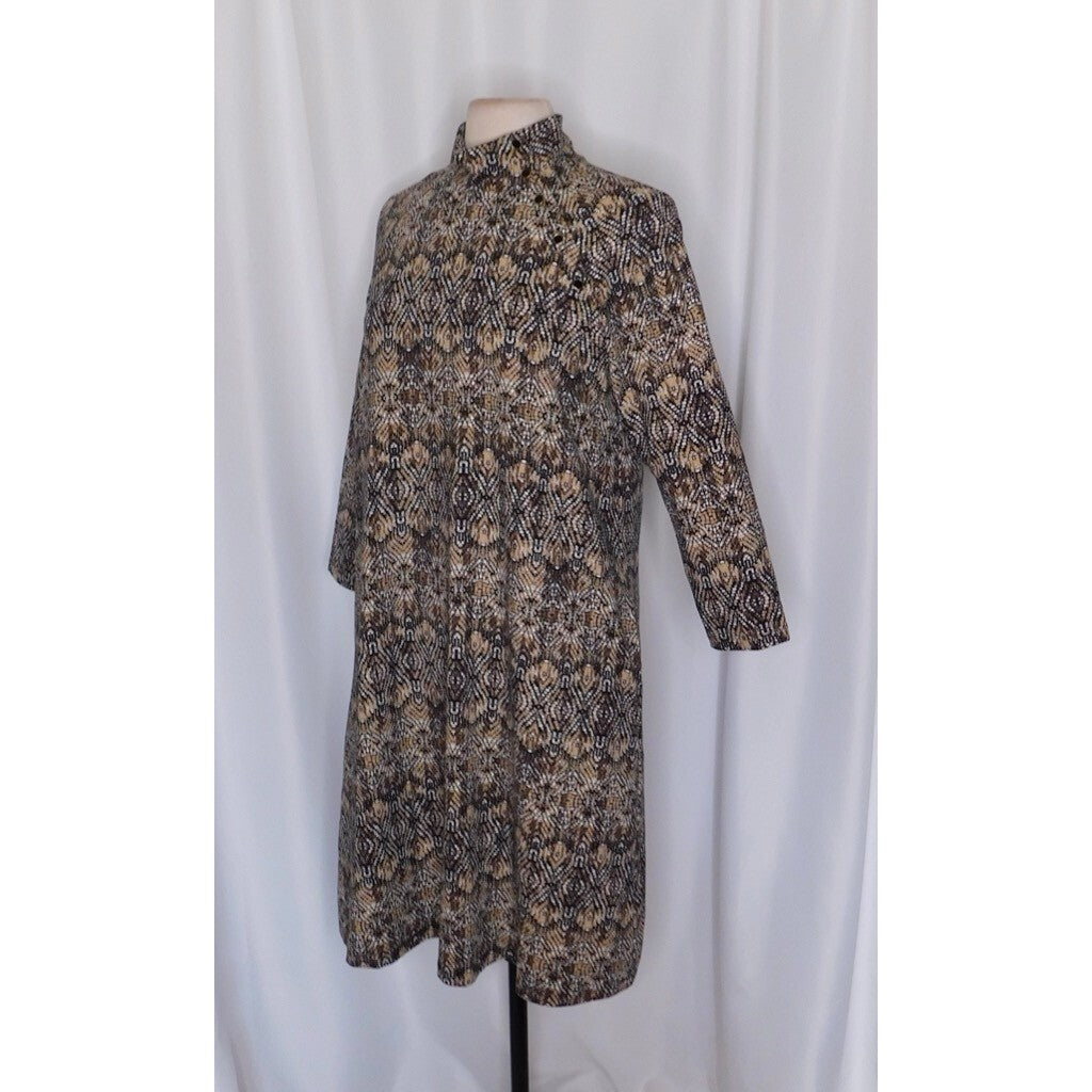 J. MCLAUGHLIN Christabel Catalina Cloth Shift Dress Brown Print Knit ~ Medium