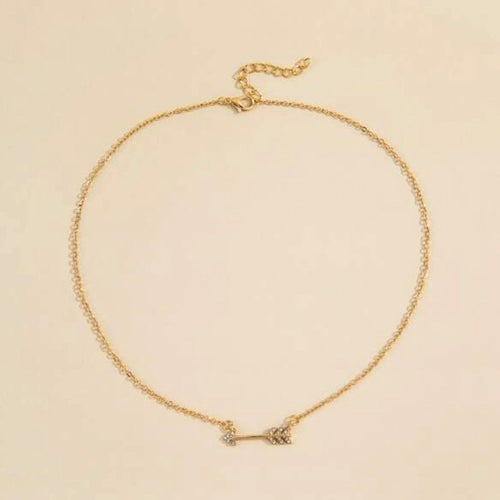 Boho Festival Rhinestone Arrow Gold Necklace Jewelry Chic Southwestern Chain
