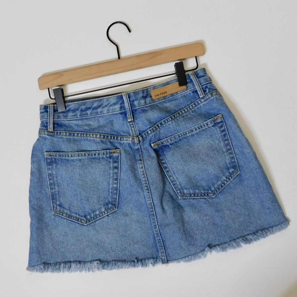 GRLFRND Girlfriend Milla Metallic Panel Denim Silver Mini Skirt Two Face Size 28