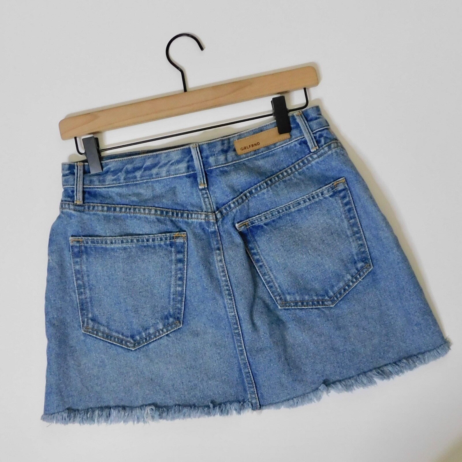 GRLFRND Girlfriend Milla Metallic Panel Denim Silver Mini Skirt Two Face Size 28