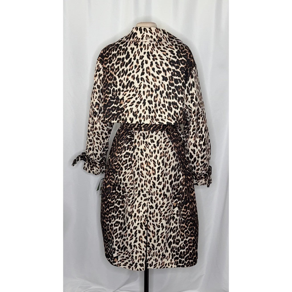 NWT!! KATE SPADE New York Leopard Belted Longline Double Breasted Trench Coat XL