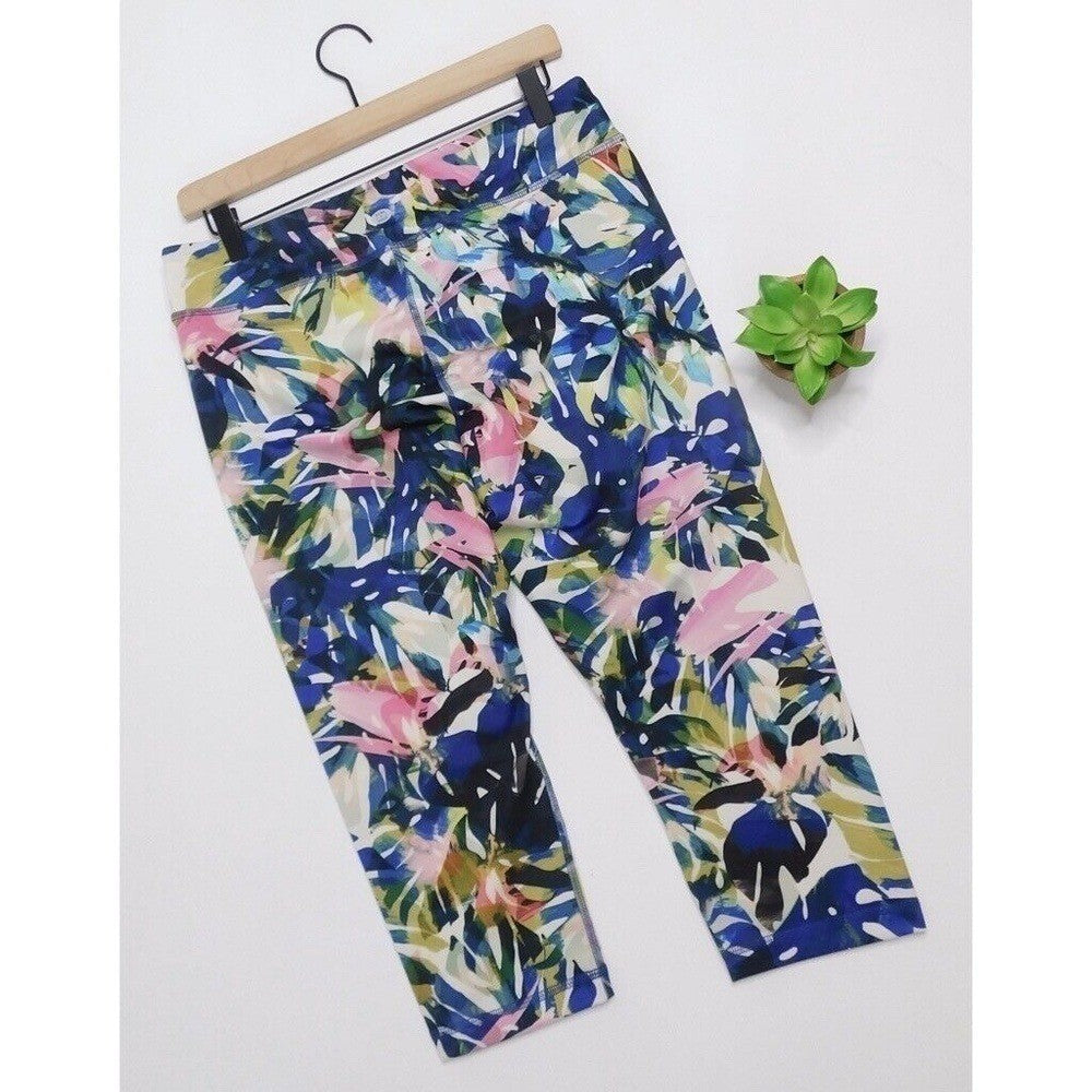NWT! Anthropologie PURE + GOOD Crop Floral Legging Palm Tropical X-Large