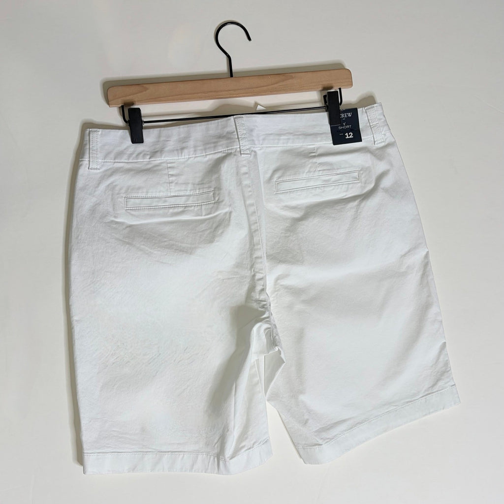 NWT!! J. CREW Factory 9" Frankie Bermuda Chino Shorts Solid White Preppy Size 12