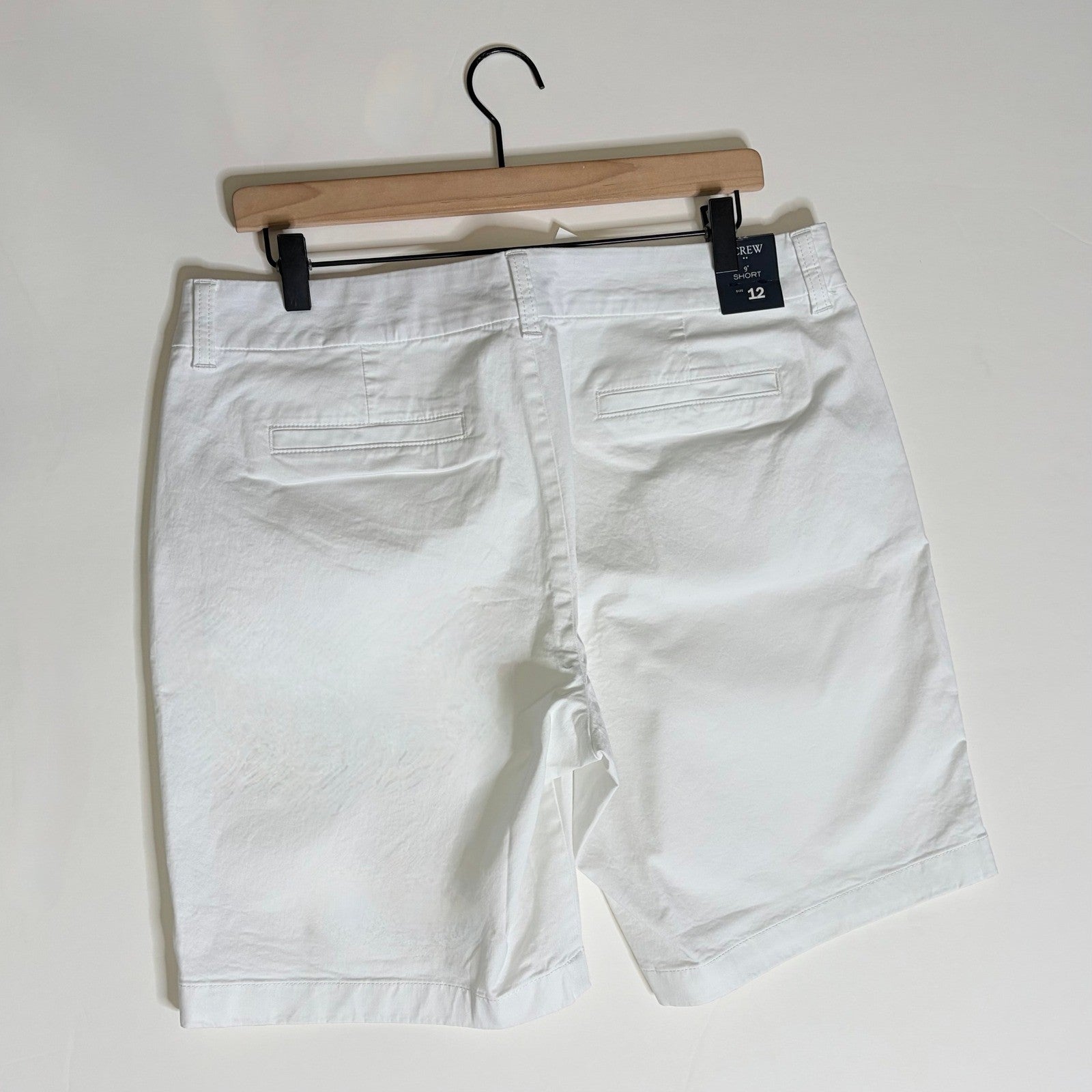 NWT!! J. CREW Factory 9" Frankie Bermuda Chino Shorts Solid White Preppy Size 12