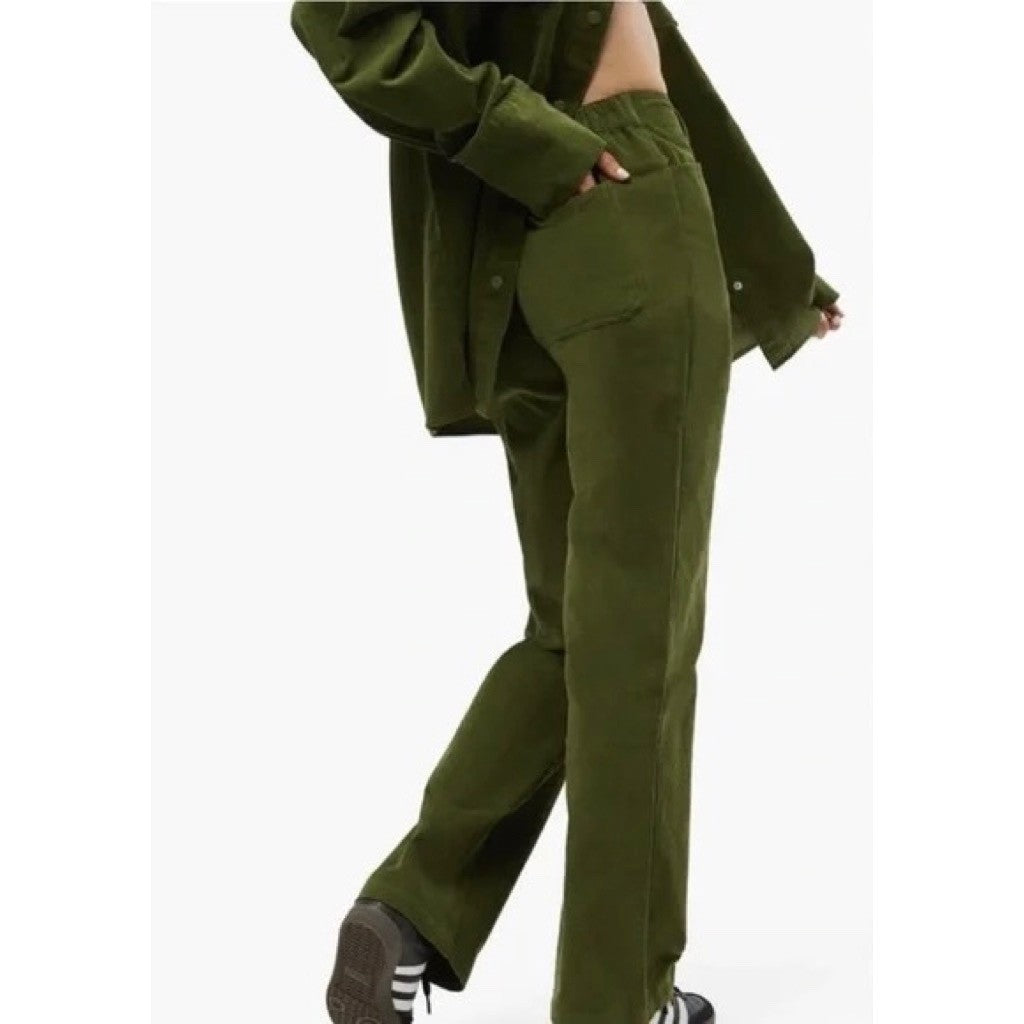 NWT!! WEWOREWHAT Elastic Back Corduroy Pants Basil Green Preppy Academia X-Small