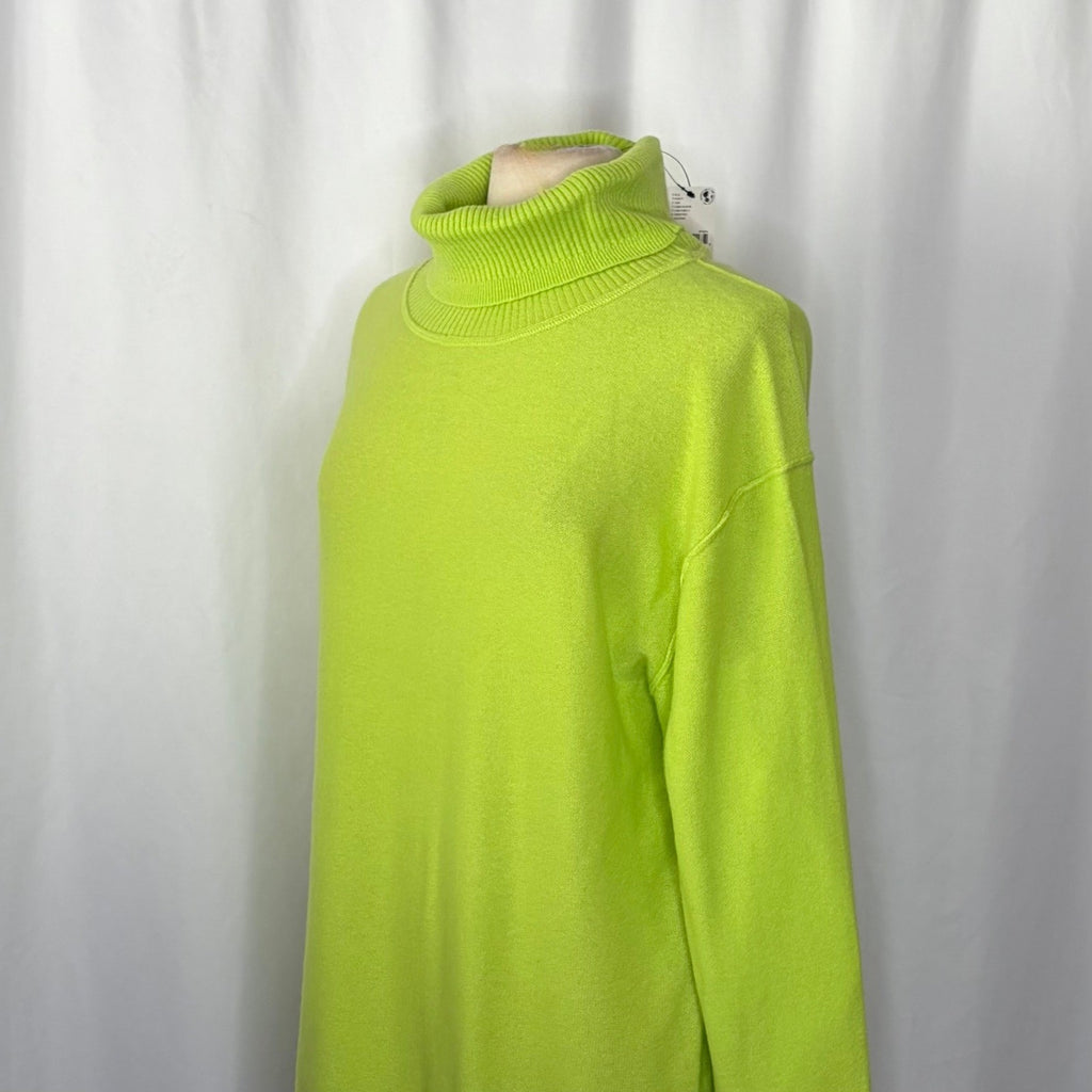 NWT!! FREE PEOPLE Treasure Turtleneck Cashmere Sweater Lime Punch Knit Large