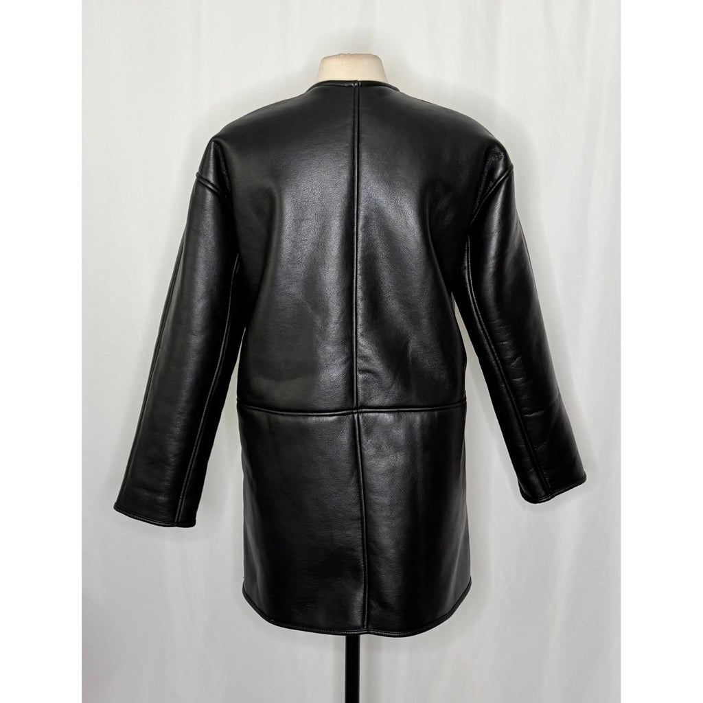 NWT!! ZARA ZW Collection Double Faced Coat Jacket Black Fleece Lining Small