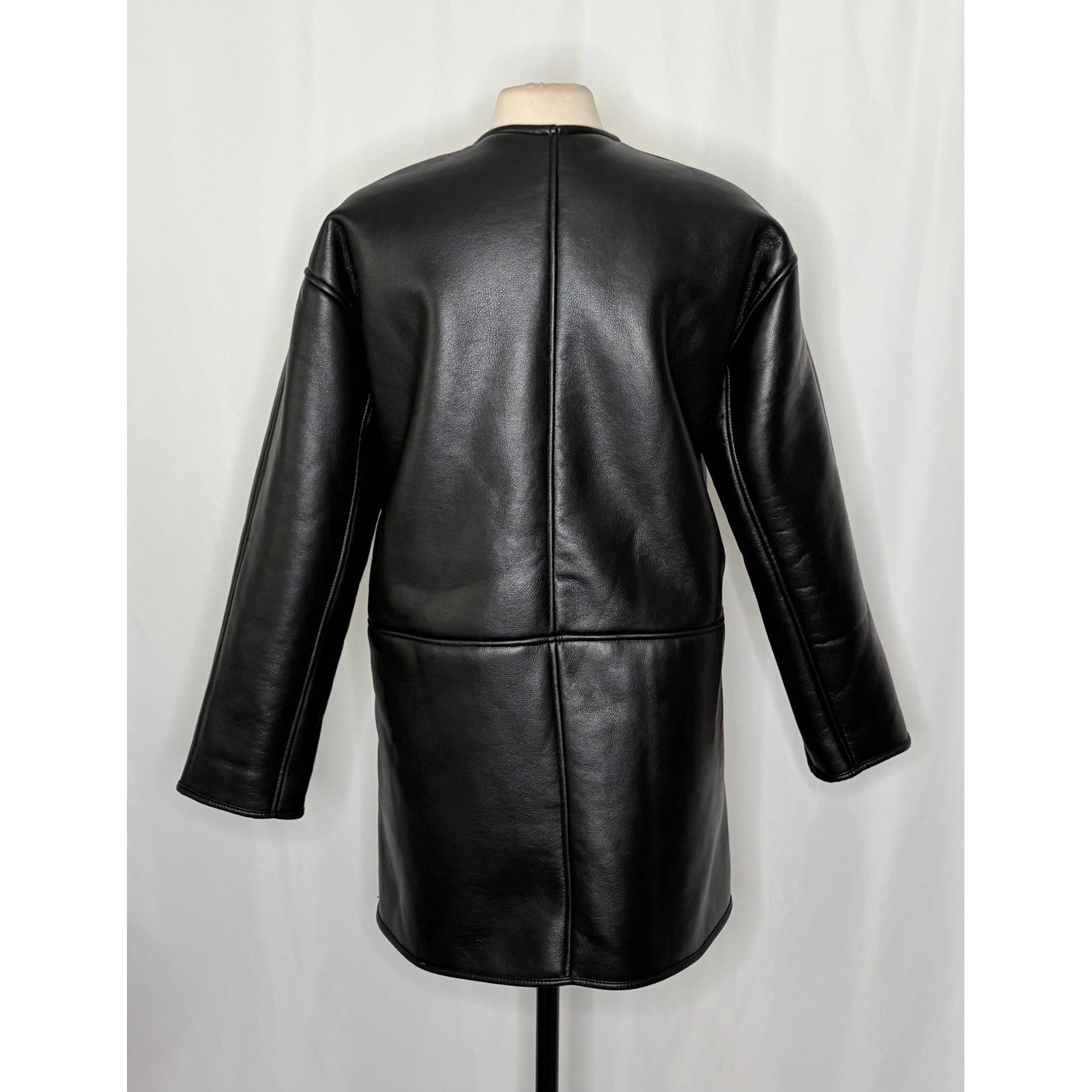 NWT!! ZARA ZW Collection Double Faced Coat Jacket Black Fleece Lining Small