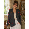NWT!! CELEBRATE TOGETHER Heart Cardigan Sweater Grey Pink Red Hearts Large