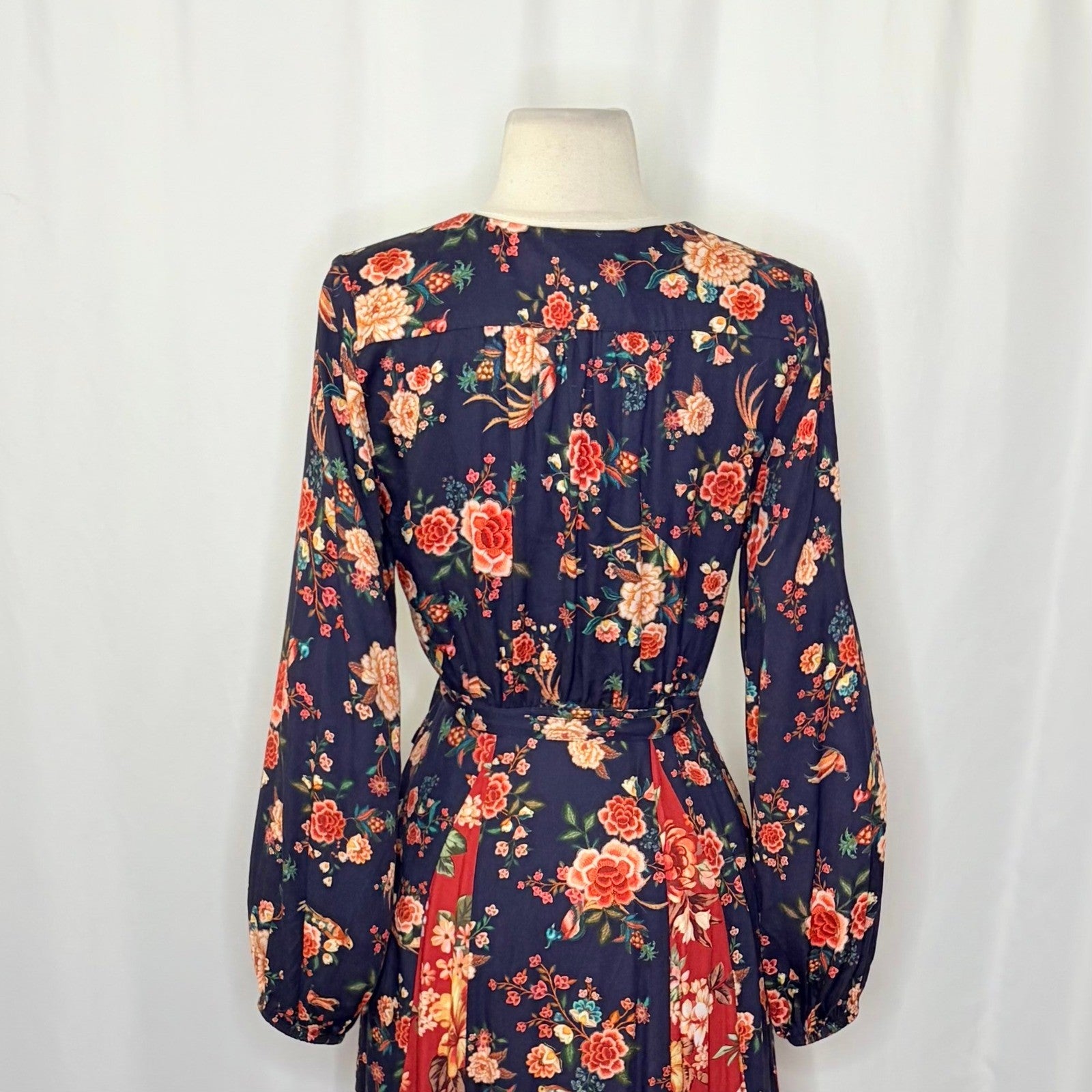 Anthropologie FARM RIO Gracia Wrap Maxi Dress Floral Birds Bohemian X-Small