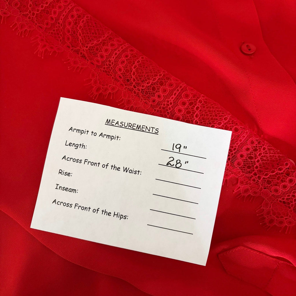 NWT!! THE KOOPLES Red Crepe Lace Shirt Blouse Buttondown Valentine Solid X-Small