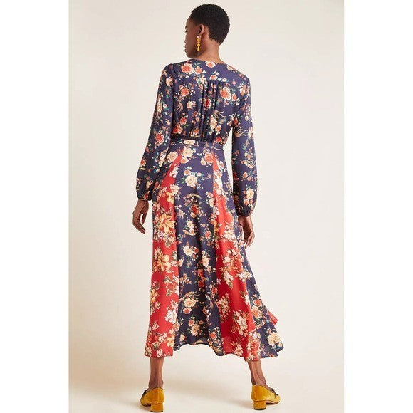 Anthropologie FARM RIO Gracia Wrap Maxi Dress Floral Birds Bohemian X-Small