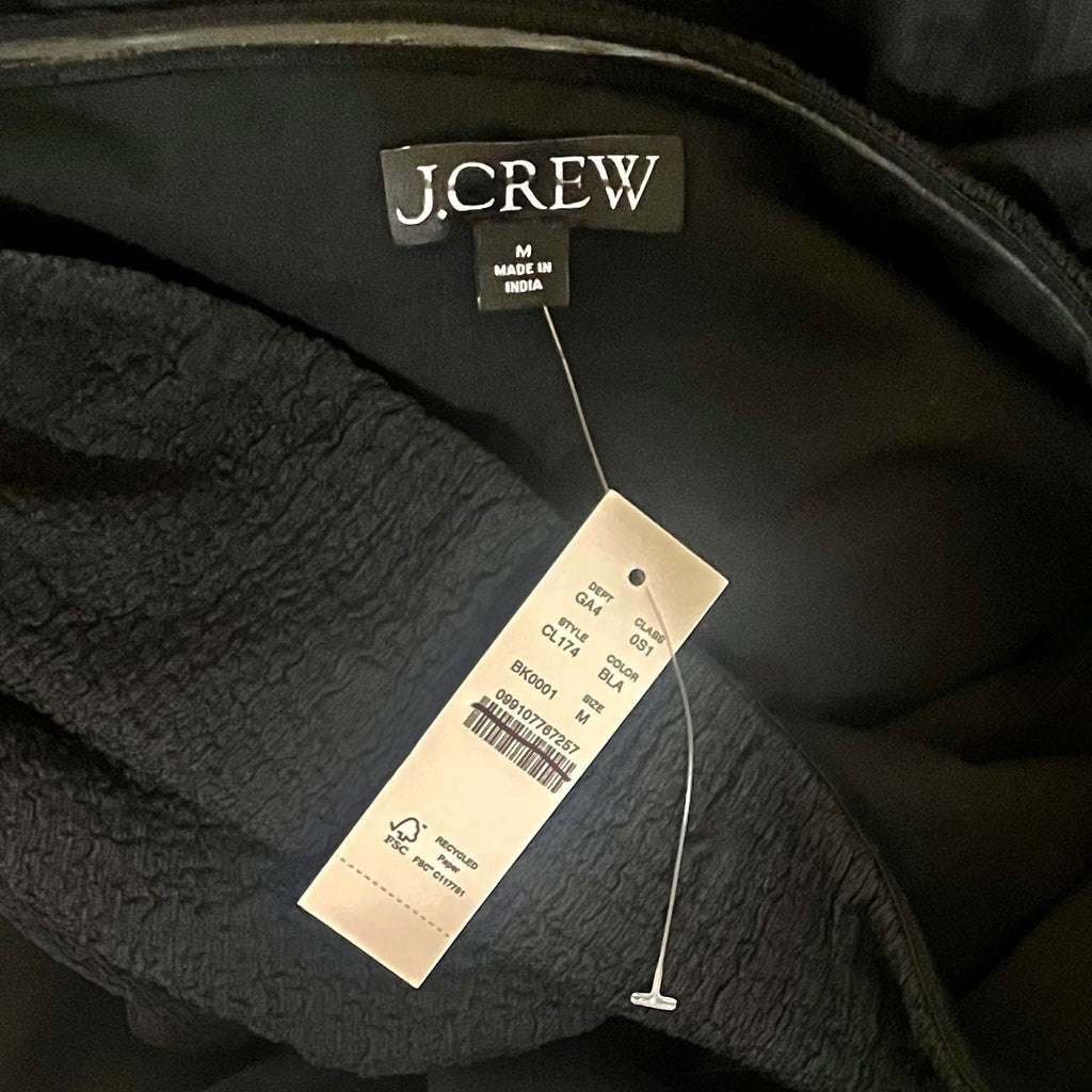 NWT!! J. CREW Strapless Mixy Dress Solid Black Midi Textured Preppy Medium