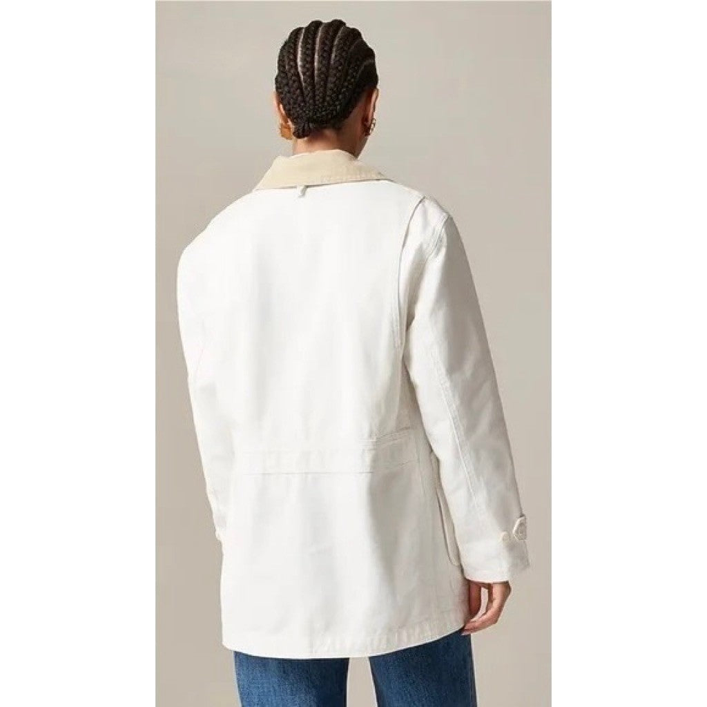 NWT!! J. CREW Barn Jacket Canvas Ivory Corduroy Collar Pockets Outdoors X-Large