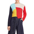 ALICE + OLIVIA Lebell Mixed Knit Cropped Sweater Colorblock Colorful Large