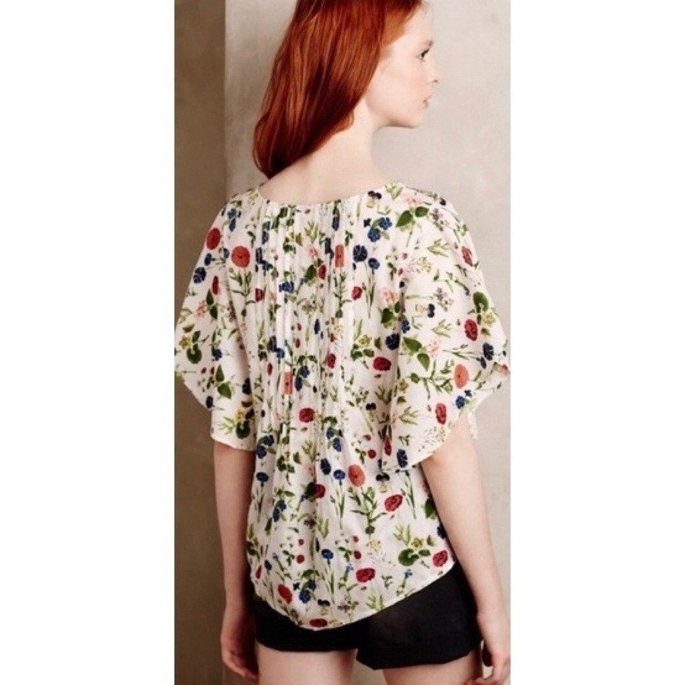 Anthropologie MAEVE Maya Floral Fluttered Top Blouse Strawberry Fruit Berries 2