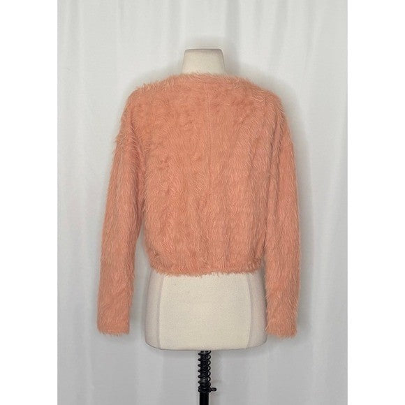ZARA Pink Fuzzy Shag Pullover Sweater Cropped Blogger Favorite Knitwear Small