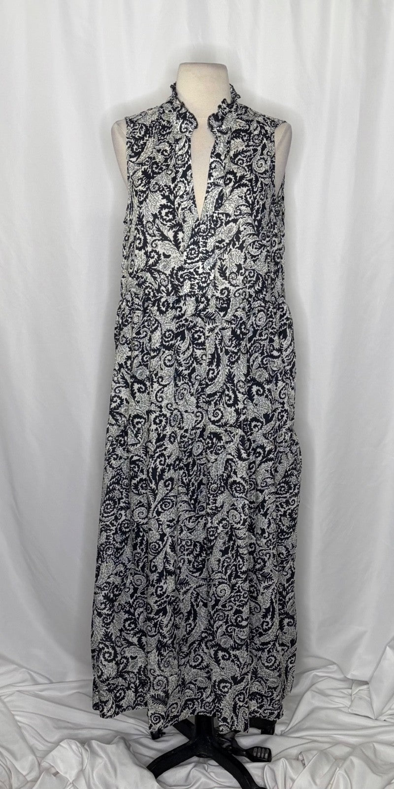 NEW!! Anthropologie MAEVE Marya Tiered Maxi Dress Black Botanical Print Small