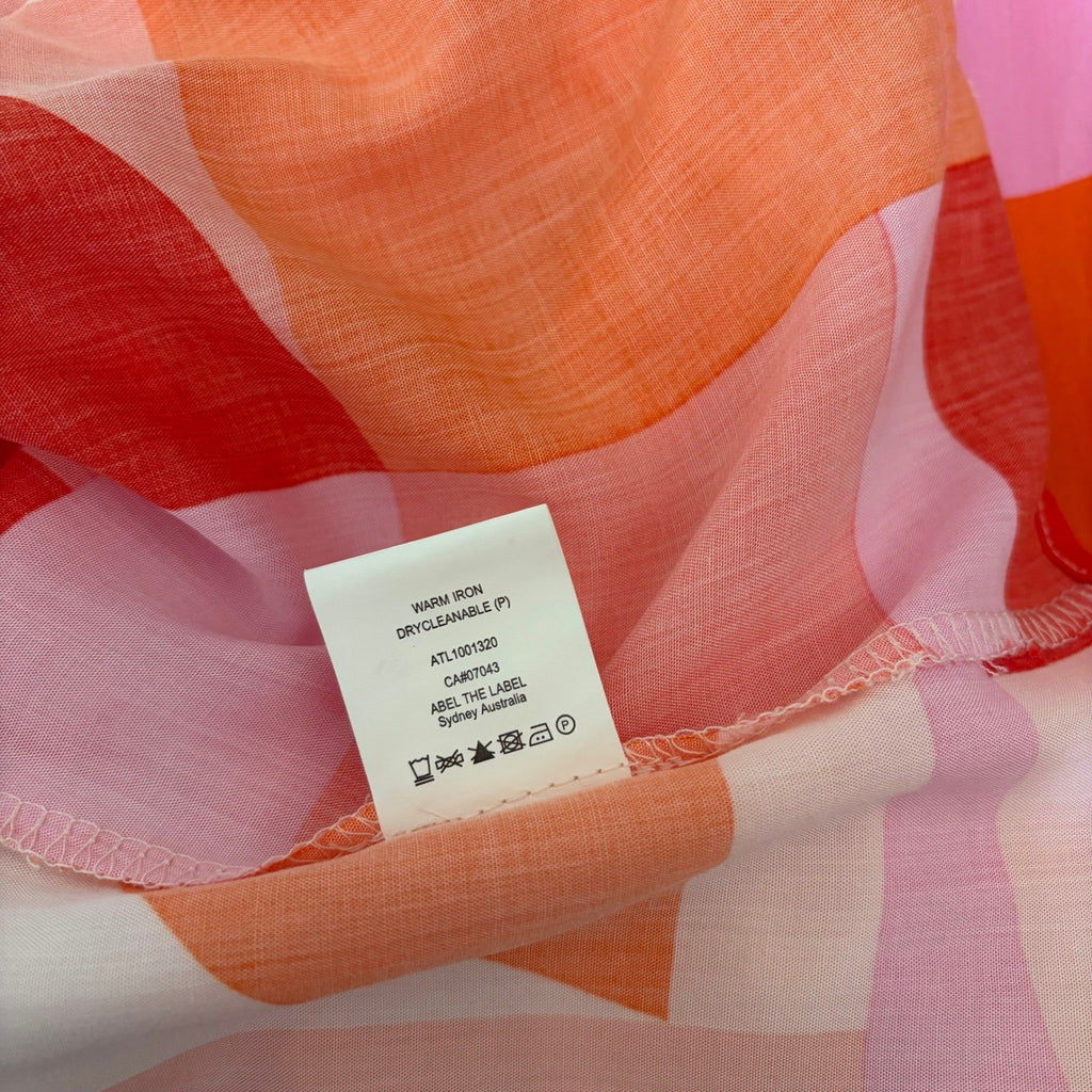 NWT! ATL ABEL THE LABEL Nova Maxi Dress High Low Pink Colorblock Abstract Medium
