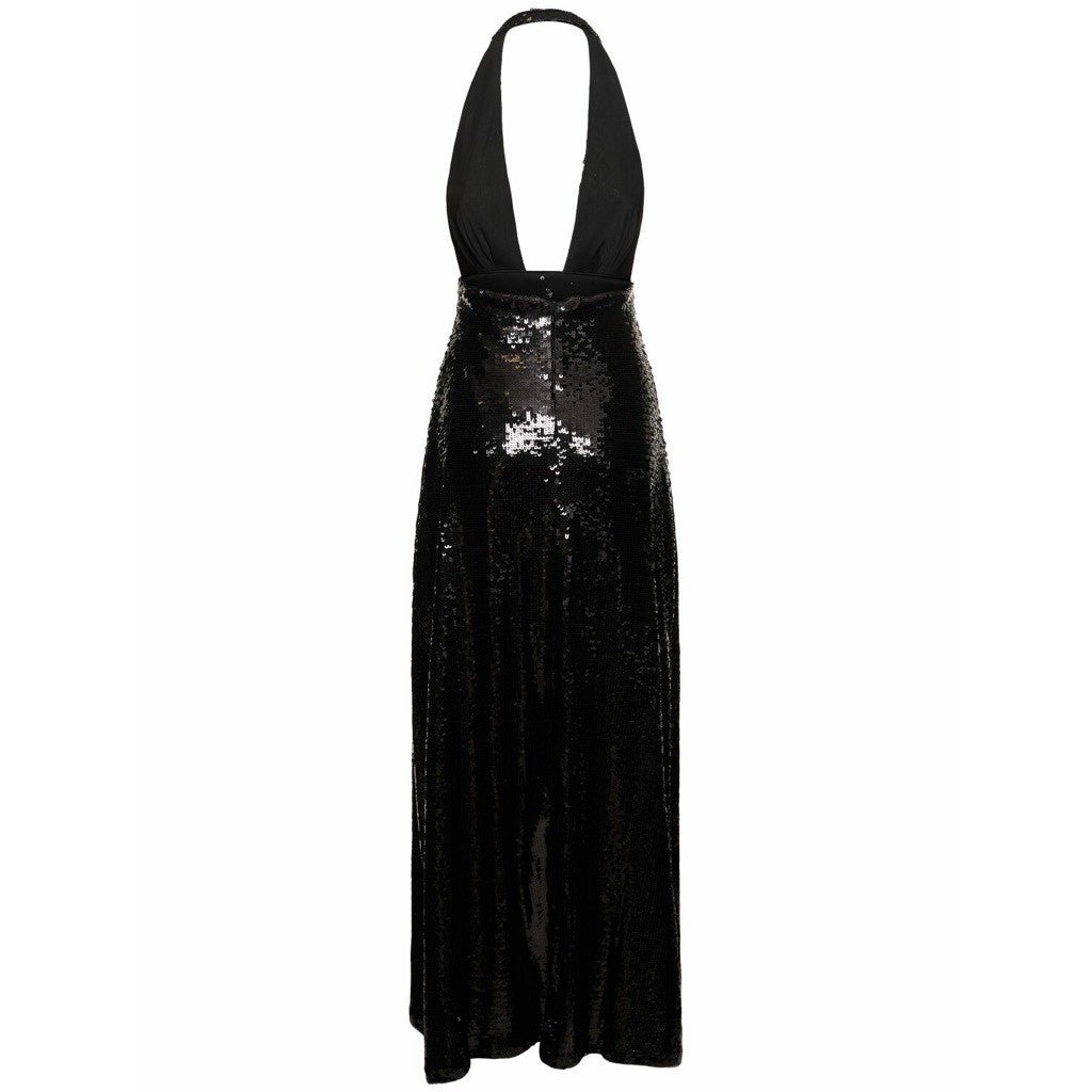 NWT!! WEWOREWHAT Black Sequin Halter Dress Full Length Maxi Glam Party Size 2