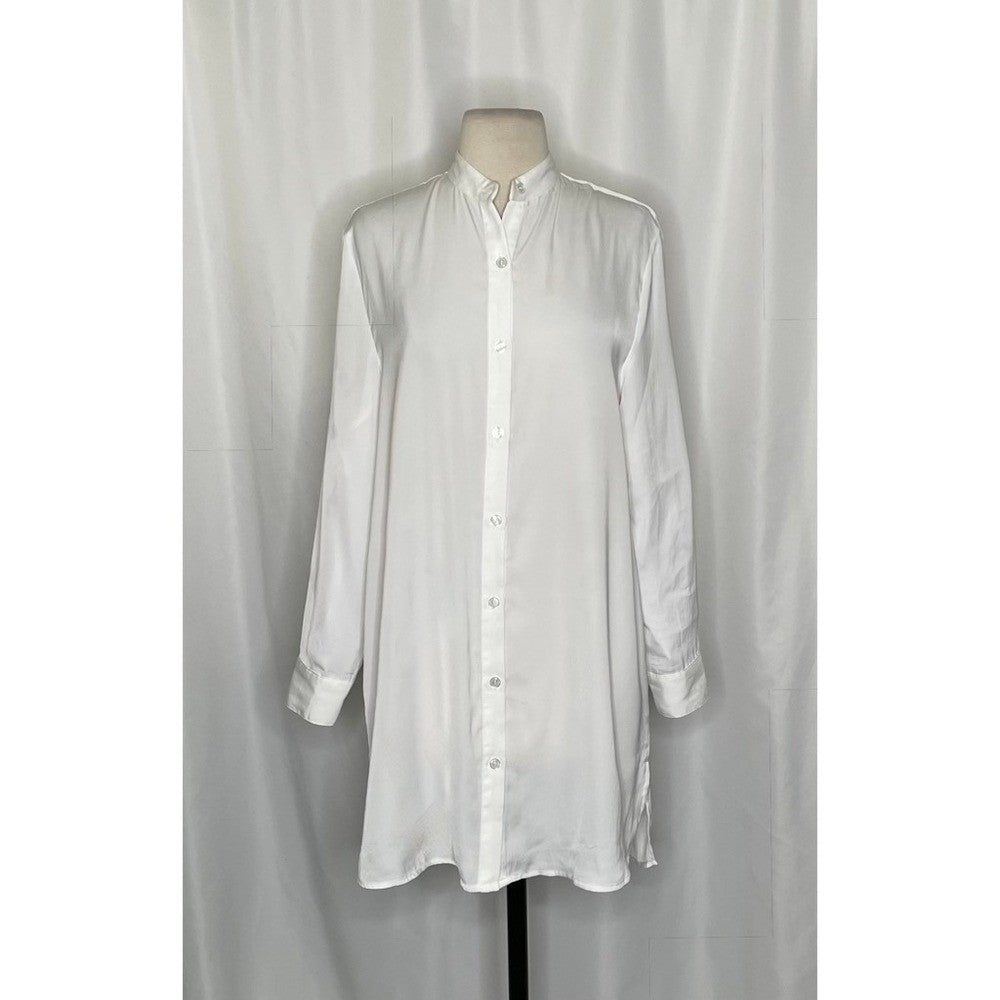 SUMMERSALT The Silky Luxe Short Effortless Shirtdress Cover-Up Solid White XS