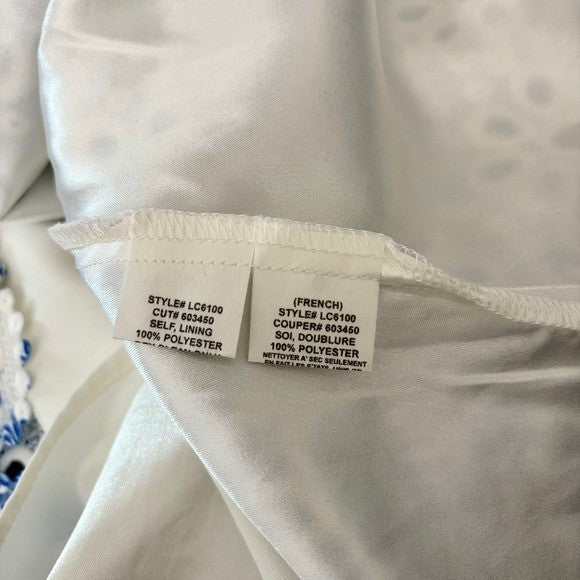 Anthropologie EVA FRANCO Starflower Scalloped Dress Blue White Lace Size 4