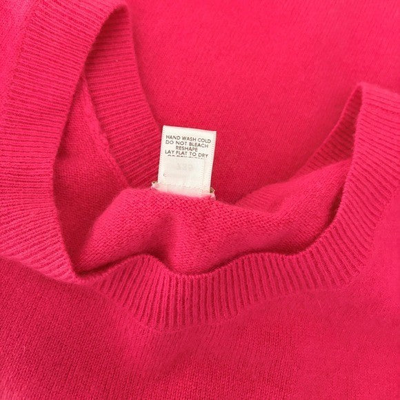 GARNET HILL Cashmere Sweater Scoop Neck Solid Pink Bright Pullover X-Small