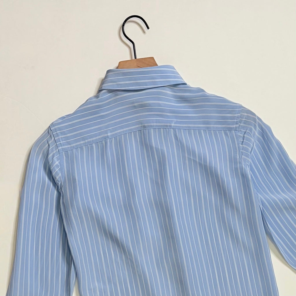 NWT!! J. CREW Jules Club Collar Shirt Striped Crepe De Chine Blue Stripe Size 00