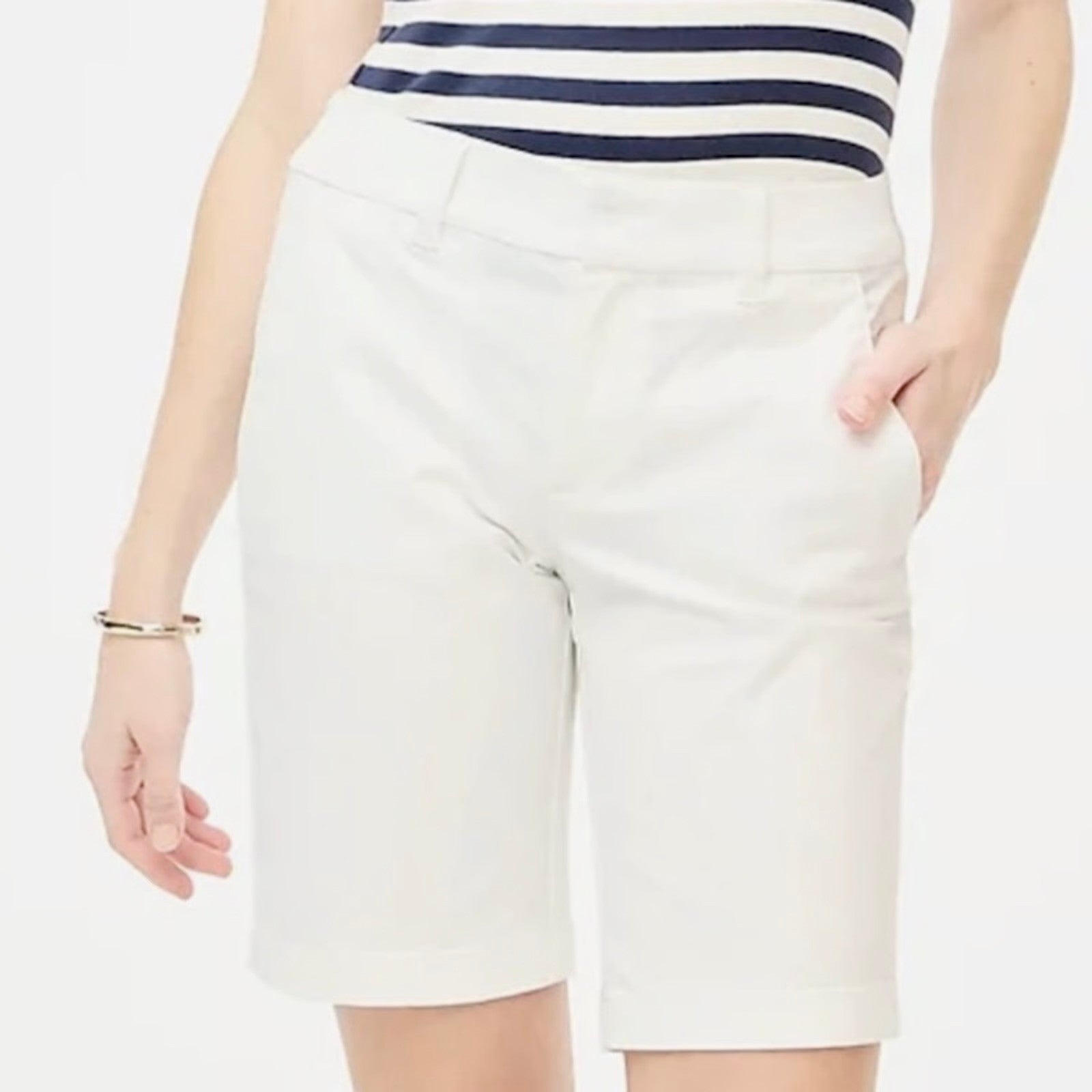 NWT!! J. CREW Factory 9" Frankie Bermuda Chino Shorts Solid White Preppy Size 12