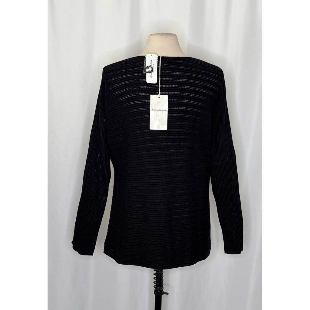 NWT!! TOMMY BAHAMA Jewel Bay Black Sequin V Neck Sweater Pullover Knit Large