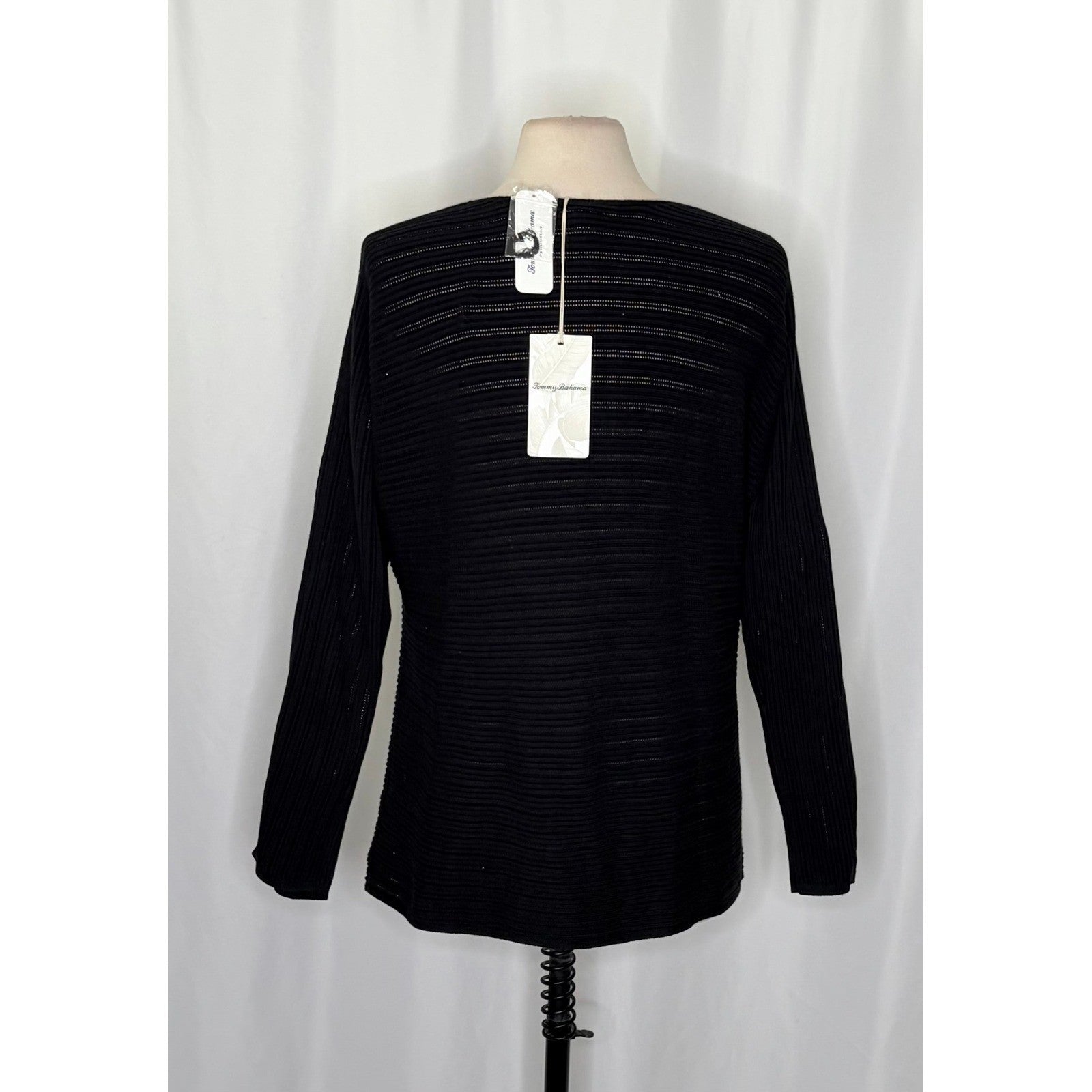 NWT!! TOMMY BAHAMA Jewel Bay Black Sequin V Neck Sweater Pullover Knit Large