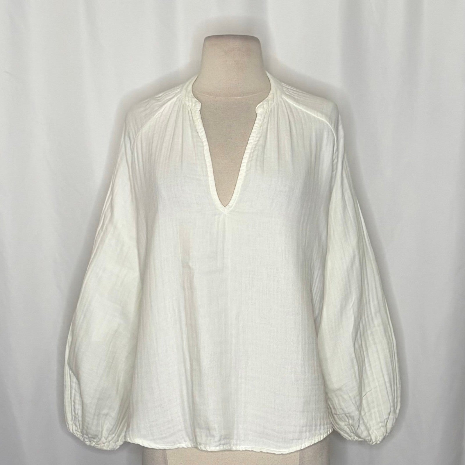 CP SHADES Swingy Gauze Off White Top Blouse Coastal Raglan Gauzy Solid X-Small