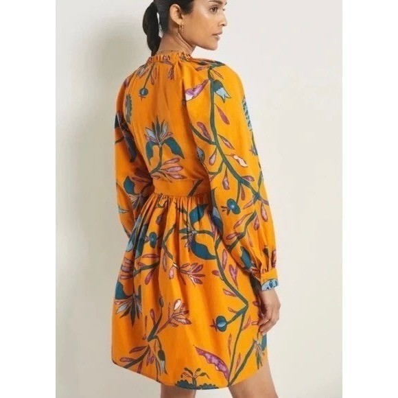 NEW!! Anthropologie LET ME BE Tropical Floral Dress Raglan Long Sleeves Large