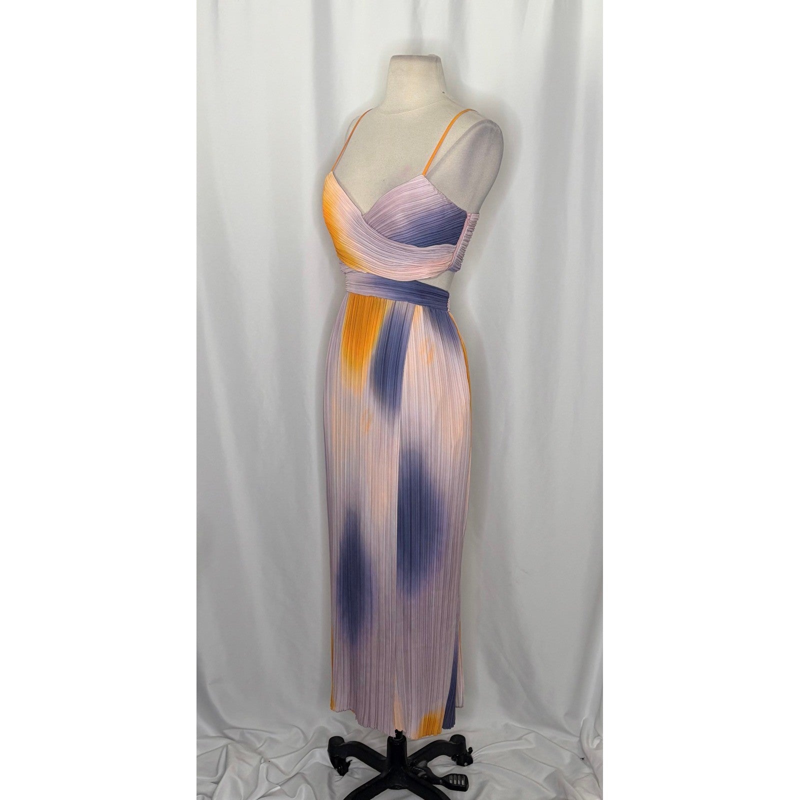 Revolve A.L.C. Sienna Dress Pastel Ombré Pleated Midi Dress Faux Wrap Size 6