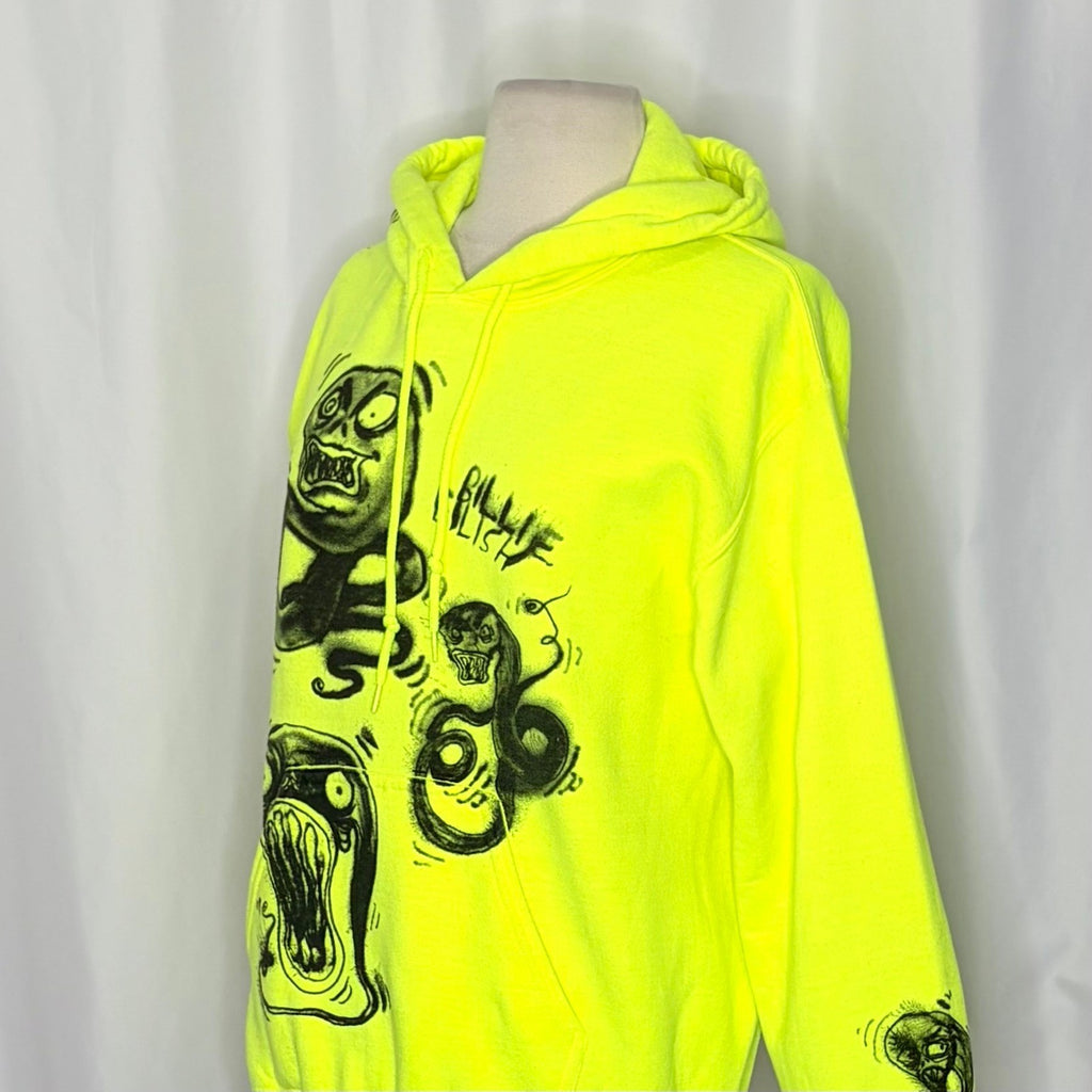 BILLIE EILISH Graffiti Ghouls 2019 World Tour Hoodie Monster Neon Yellow Small